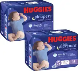 Coles Huggies Little Sleepers Nappies 26 Pack-36 Pack or Nappy Pants 20 Pack-24 Pack offer
