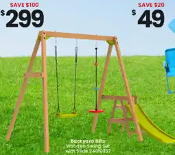 Toymate Backyard Blitz Wooden Swing Set with Slide offer