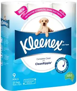 Coles Kleenex Complete Clean Toilet Paper 9 Pack offer