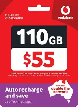 Coles Vodafone $55 Prepaid Plus Starter Pack offer
