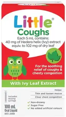 Amcal Pharmacies Little Coughs Oral Liquid 100mL offer