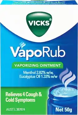 Amcal Pharmacies Vicks VapoRub Vaporizing Ointment 50g offer