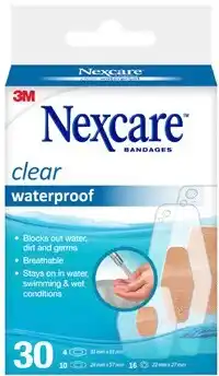 Amcal Pharmacies Nexcare Clear Waterproof Bandages Assorted 30 Pack offer