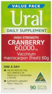 Amcal Pharmacies Ural High Strength Daily Cranberry 90 Capsules offer
