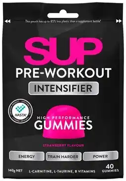 Amcal Pharmacies SUP Pre-Workout Intensifier Gummies Strawberry Flavour 40 Pack offer