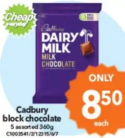 Cheap as Chips Cadbury block chocolate offer