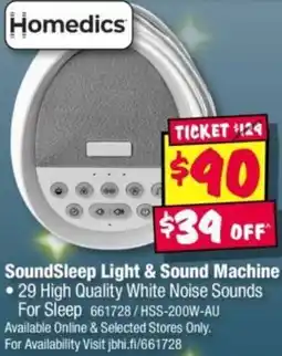 JB Hi-Fi SoundSleep Light & Sound Machine offer