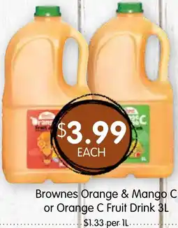 Spudshed Brownes Orange & Mango C or Orange C Fruit Drink offer