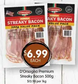 Spudshed D'Orsogna Premium Streaky Bacon offer