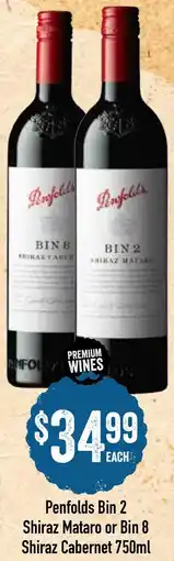Spudshed Penfolds Bin 2 Shiraz Mataro or Bin 8 Shiraz Cabernet offer