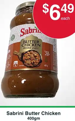 Australian Butchers Store Sabrini Butter Chicken offer