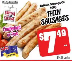 Farmer Jack's British sausage co thin sausages offer