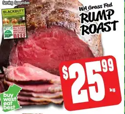 Farmer Jack's Wa grass fed rump roast offer