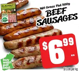 Farmer Jack's WA Grass Fed Beef sausages offer