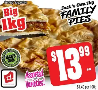 Farmer Jack's Jack's Own Family pies offer