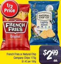 Farmer Jack's French Fries or Natural Chip Company Chips offer