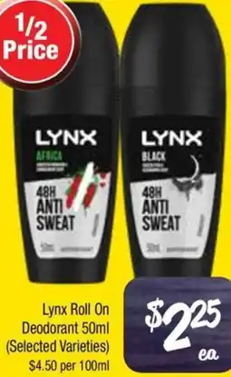 Farmer Jack's Lynx Roll On Deodorant offer