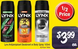 Farmer Jack's Lynx Antiperspirant Deodorant or Body Spray offer