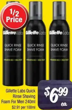 Farmer Jack's Gillette Labs Quick Rinse Shaving Foam offer