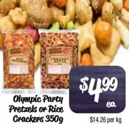 Farmer Jack's Olympic Party Pretzels or Rice Crackers offer