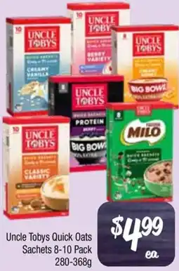 Farmer Jack's Uncle Tobys Quick Oats Sachets offer