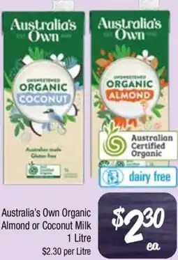 Farmer Jack's Australia's Own Organic Almond or Coconut Milk offer