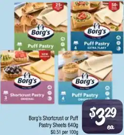 Farmer Jack's Borg's Shortcrust or Puff Pastry Sheets x offer