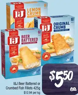 Farmer Jack's I&J Beer Battered or Crumbed Fish Fillets offer