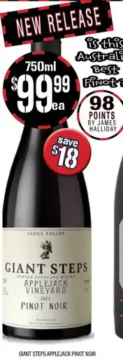 Farmer Jack's Giant steps applejack pinot noir offer
