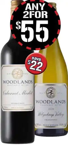 Farmer Jack's Woodlands chardonnay. or cabernet merlot offer