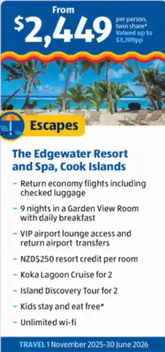ALDI The Edgewater Resort and Spa, Cook Islands offer