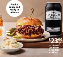 ALDI Jack Daniel's Gentleman Jack & Cola offer