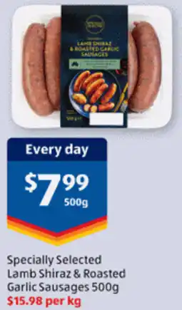 ALDI Specially Selected Lamb Shiraz & Roasted Garlic Sausages offer