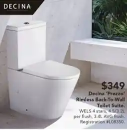 Harvey Norman Decina 'Prezzo' Rimless Back-To-Wall Toilet Suite offer