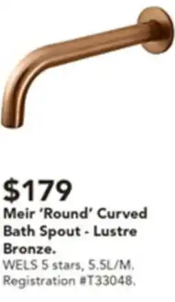 Harvey Norman Meir 'Round' Curved Bath Spout offer