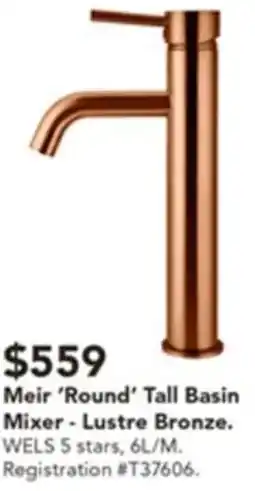 Harvey Norman Meir 'Round' Tall Basin Mixer offer