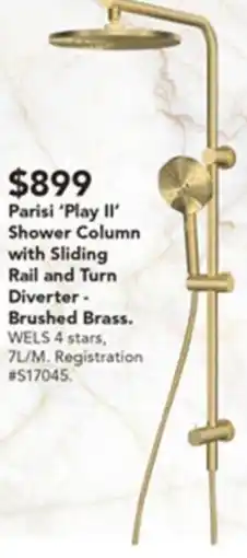 Harvey Norman Parisi 'Play II' Shower Column with Sliding Rail and Turn Diverter offer