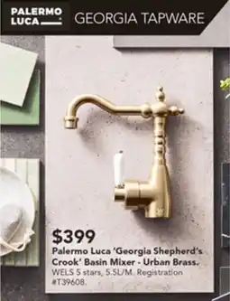 Harvey Norman Palermo Luca 'Georgia Shepherd's Crook' Basin Mixer offer