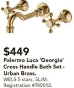 Harvey Norman Palermo Luca 'Georgia' Cross Handle Bath Set offer