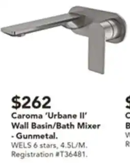 Harvey Norman Caroma 'Urbane II' Wall Basin/Bath Mixer offer