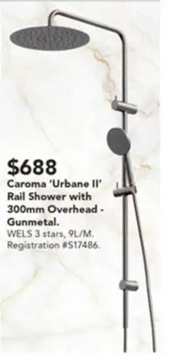 Harvey Norman Caroma 'Urbane II' Rail Shower with 300mm Overhead offer