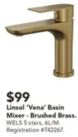 Harvey Norman Linsol 'Vena' Basin Mixer offer