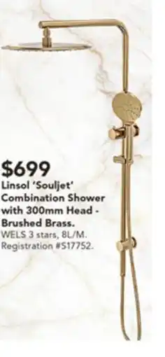 Harvey Norman Linsol 'Souljet' Combination Shower with 300mm Head offer