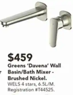 Harvey Norman Greens 'Davena' Bath/Shower Mixer offer