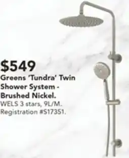Harvey Norman Greens 'Tundra' Twin Shower System- offer