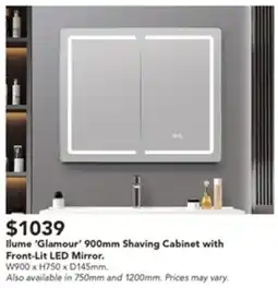 Harvey Norman Ilume 'Glamour' 900mm Shaving Cabinet with Front-Lit LED Mirror. offer