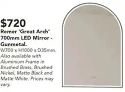 Harvey Norman Remer 'great arch' 700mm led mirror offer