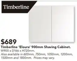 Harvey Norman Timberline 'Eloura' 900mm Shaving Cabinet offer
