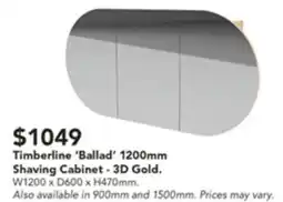 Harvey Norman Timberline 'Ballad' 1200mm Shaving Cabinet offer