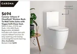 Harvey Norman Caroma 'Urbane II' To-Wall Toilet Suite with Vogue Soft-Close Seat. offer